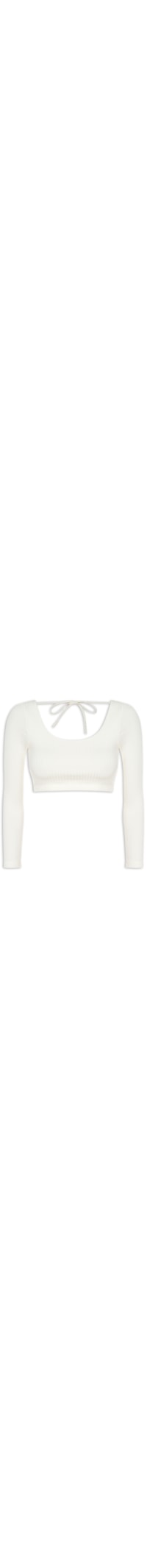 Blusa Feminina Cropped Canelada Decote U - Off White