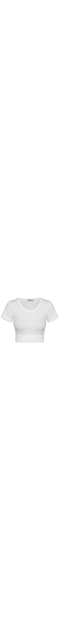 Blusa Feminina Cropped Canelada Gola Redonda - Branco