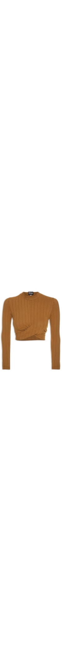 Blusa Feminina Cropped Canelada - Marrom