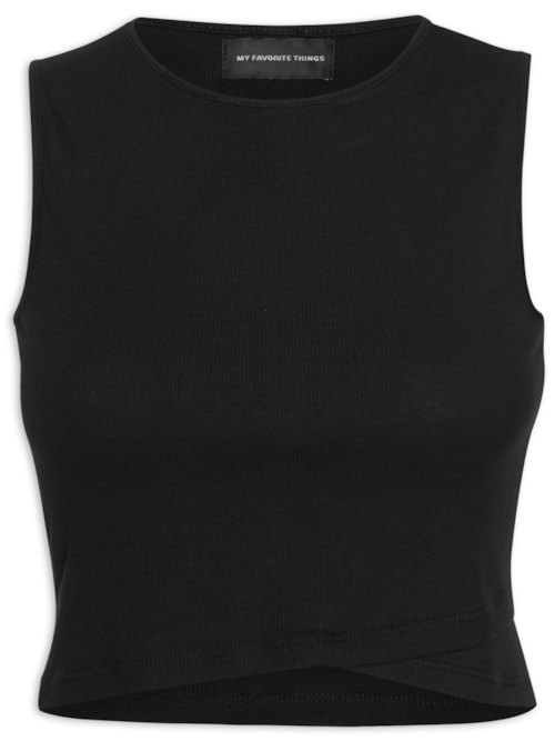 Blusa Feminina Cropped Canelada – Preto