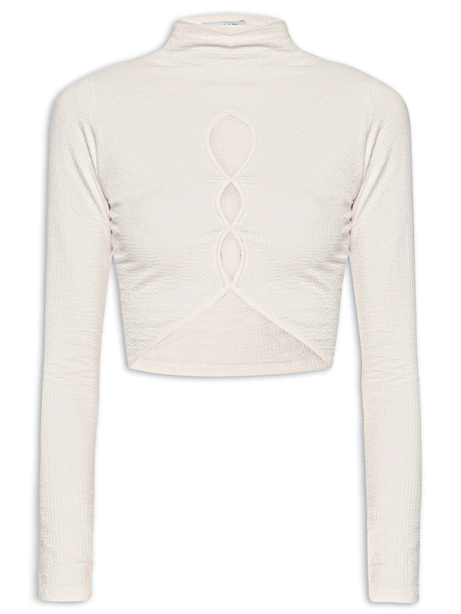 Blusa Feminina Cropped Com Aberturas Frontais Bege Market 33