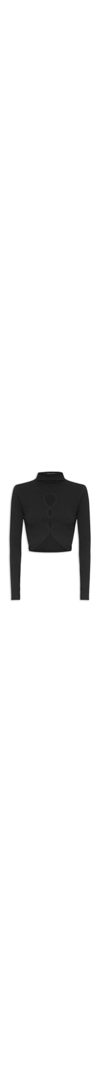 Blusa Feminina Cropped Com Aberturas Frontais - Preto