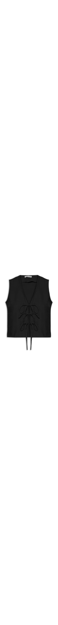 Blusa Feminina Cropped Com Amarração Frontal - Preto