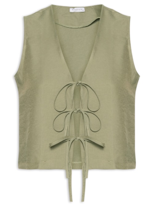 Blusa Feminina Cropped Com Amarração Frontal – Verde