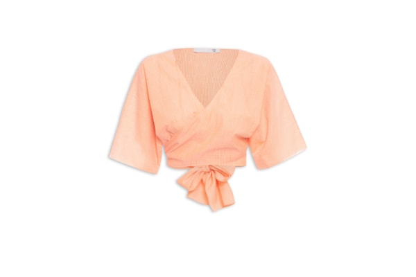 Blusa Feminina Cropped Com Amarração - Laranja