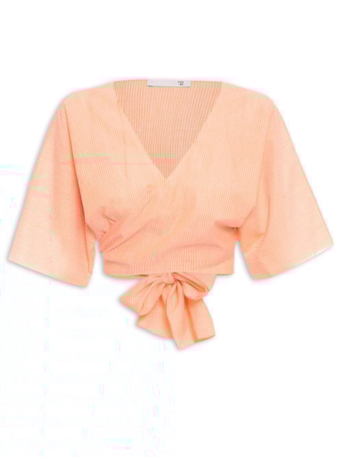 Blusa Feminina Cropped Com Amarração – Laranja