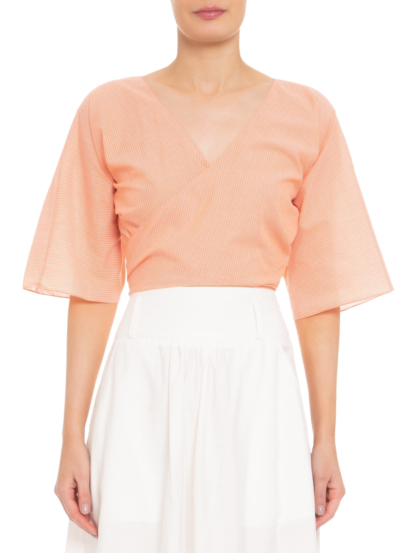 Blusa Feminina Cropped Com Amarração Laranja '2Essential