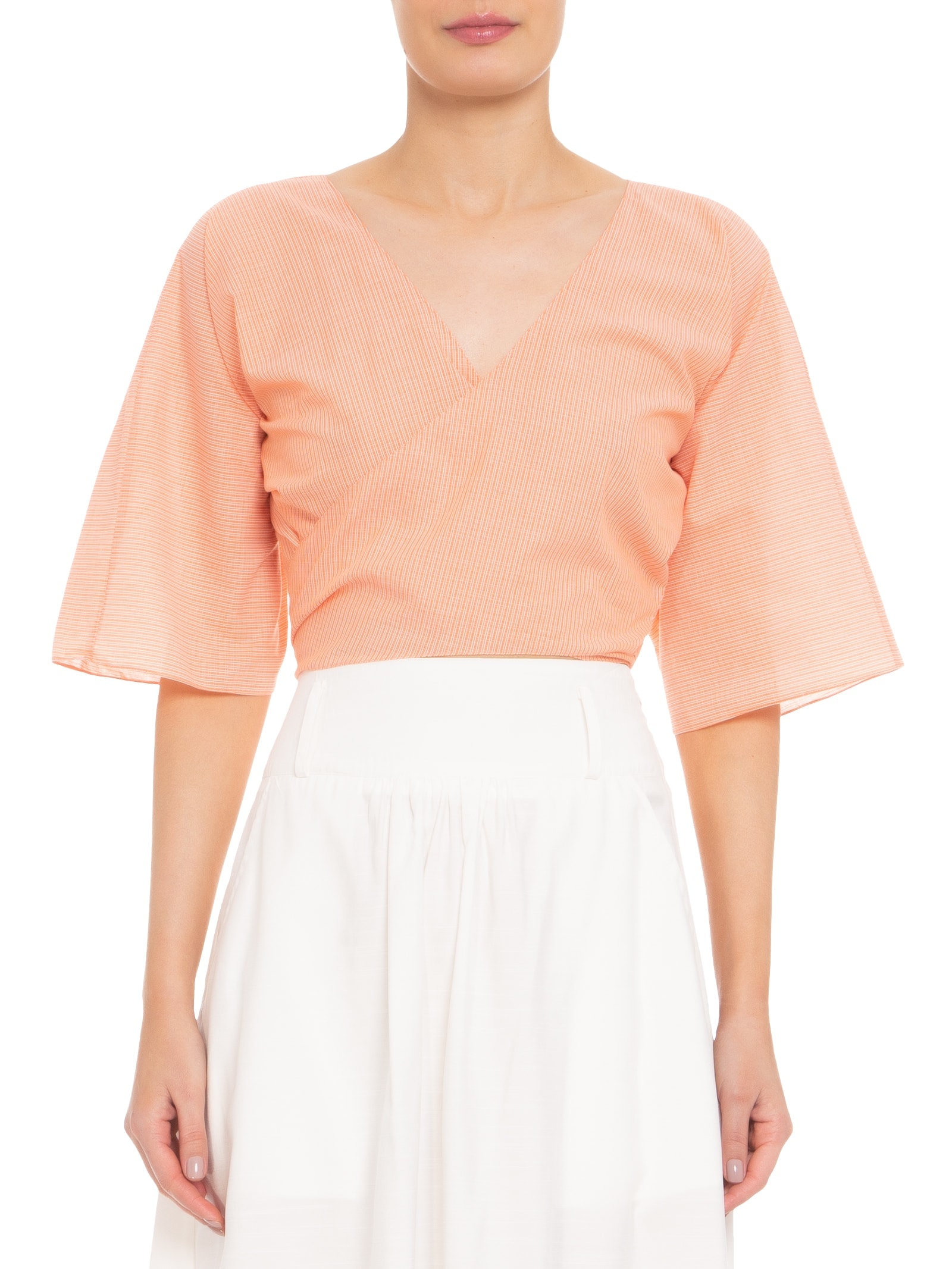 Blusa Feminina Cropped Com Amarração Laranja '2Essential