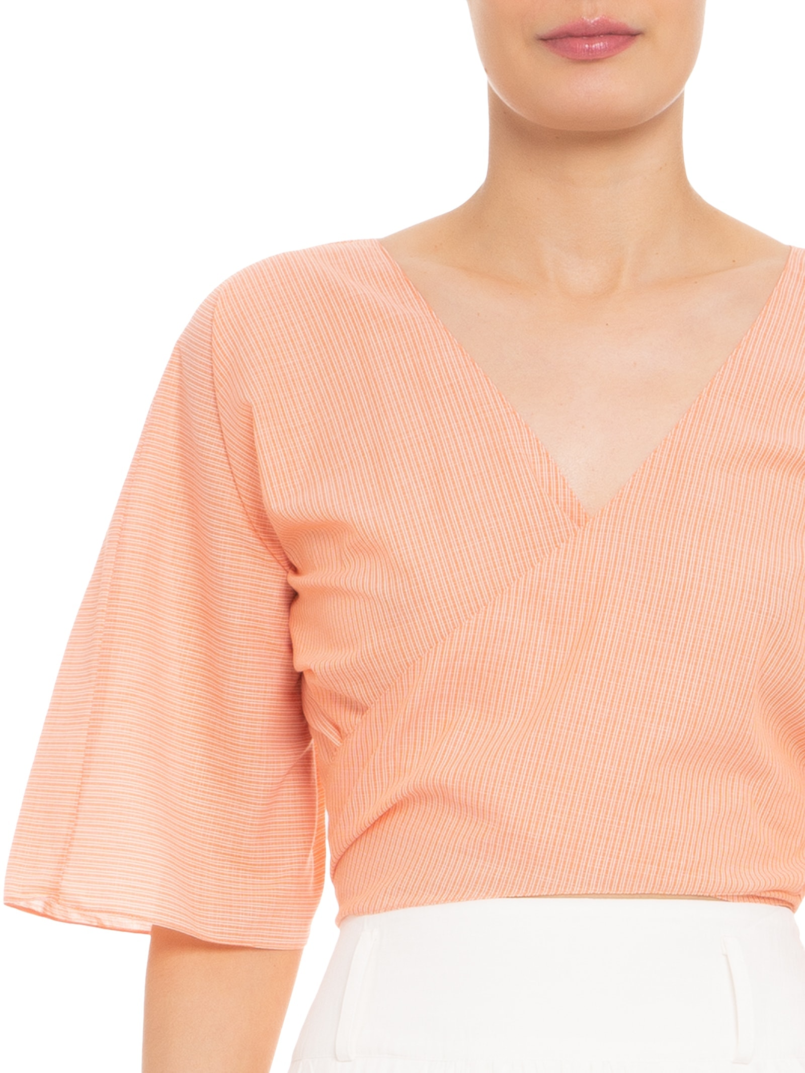 Blusa Feminina Cropped Com Amarração Laranja '2Essential