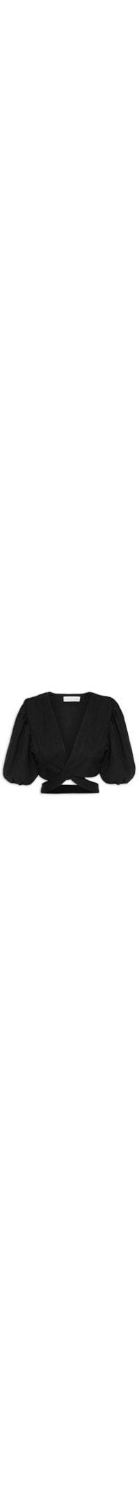 Blusa Feminina Cropped Com Amarração - Preto