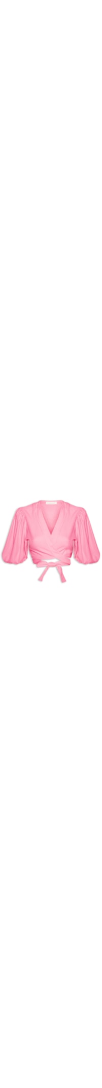 Blusa Feminina Cropped Com Amarração - Rosa