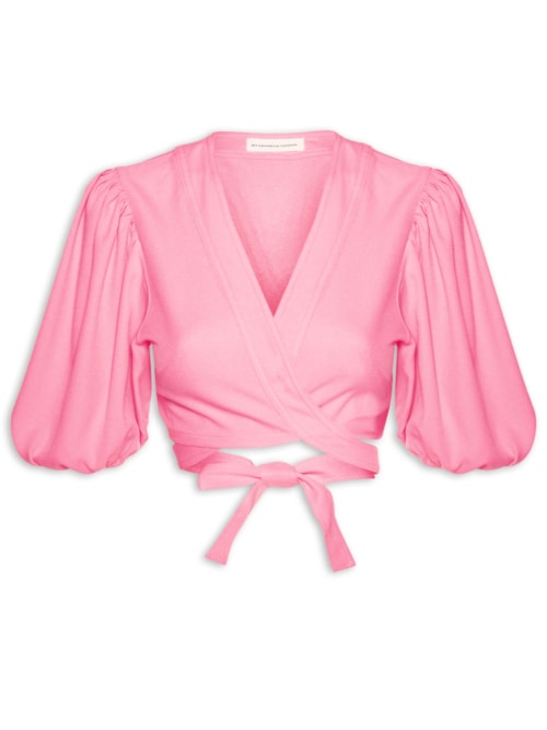 Blusa Feminina Cropped Com Amarração – Rosa