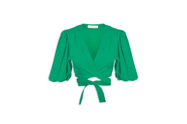 Blusa Feminina Cropped Com Amarração - Verde