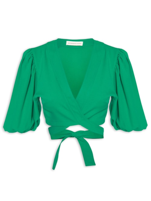 Blusa Feminina Cropped Com Amarração - Verde