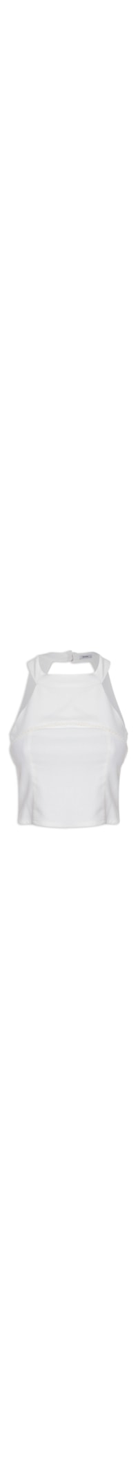 Blusa Feminina Cropped Com Barrado - Off White