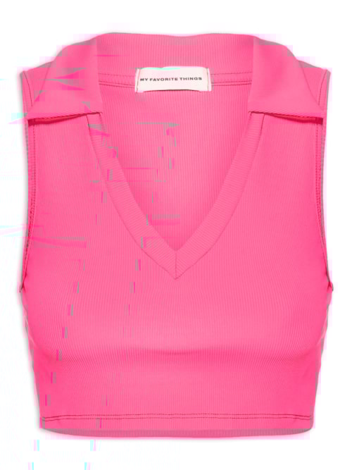 Blusa Feminina Cropped Com Gola - Rosa