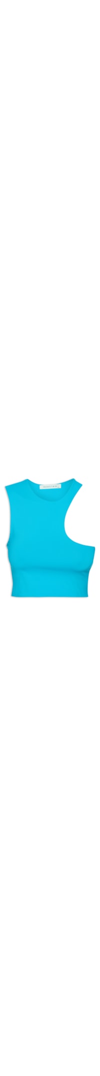 Blusa Feminina Cropped Decote Assimétrico - Azul