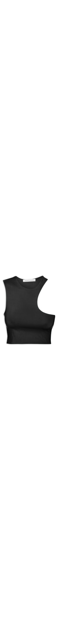 Blusa Feminina Cropped Decote Assimétrico - Preto