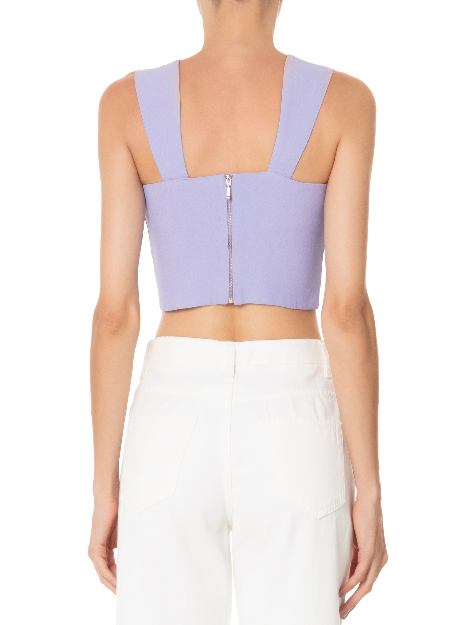 Blusa Feminina Cropped Em Crepe Alças Lilás '2Essential