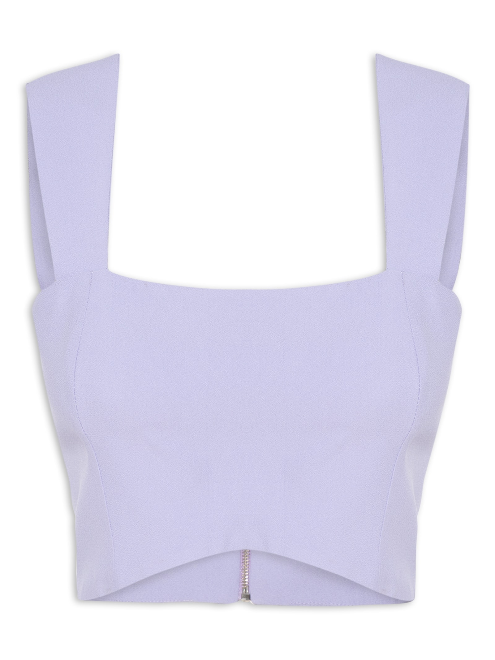 Blusa Feminina Cropped Em Crepe Alças Lilás '2Essential