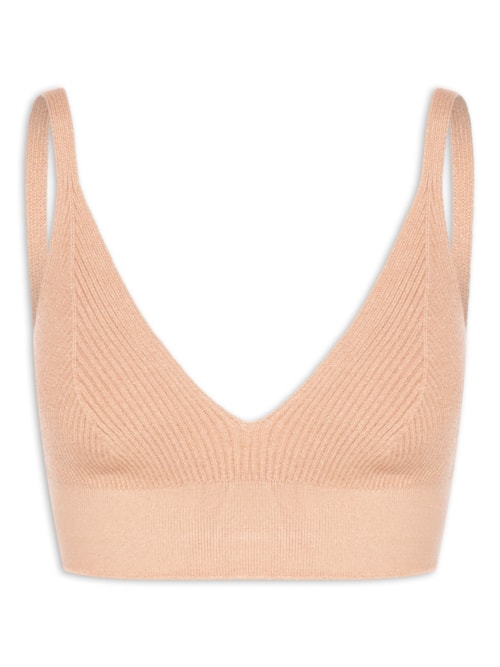 Blusa Feminina Cropped em Tricot – Bege