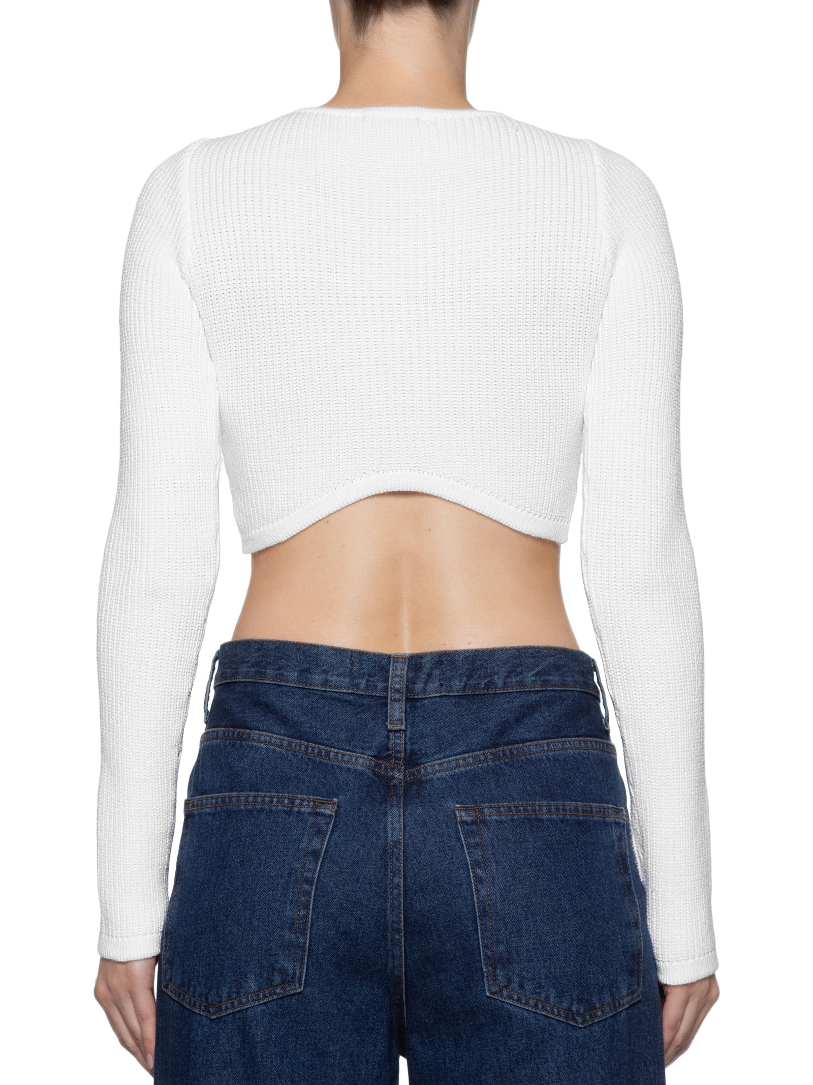 Blusa Feminina Cropped Em Tricot Com Manga Longa Off White Market 33