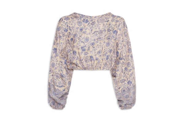 Blusa Feminina Cropped Estampa Céu - Azul
