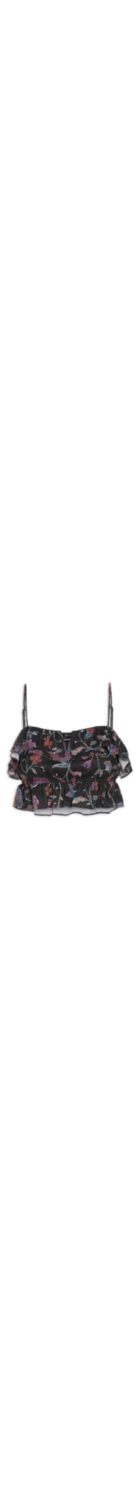 Blusa Feminina Cropped Estampada - Preto