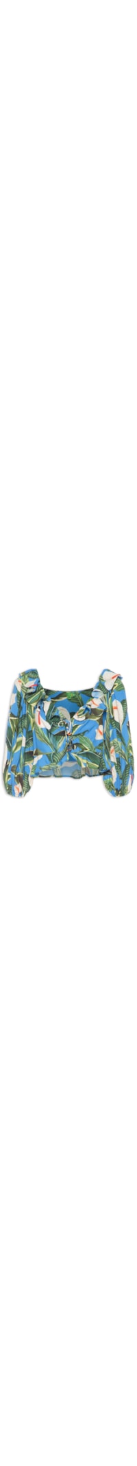Blusa Feminina Cropped Flor De Anturio - Azul