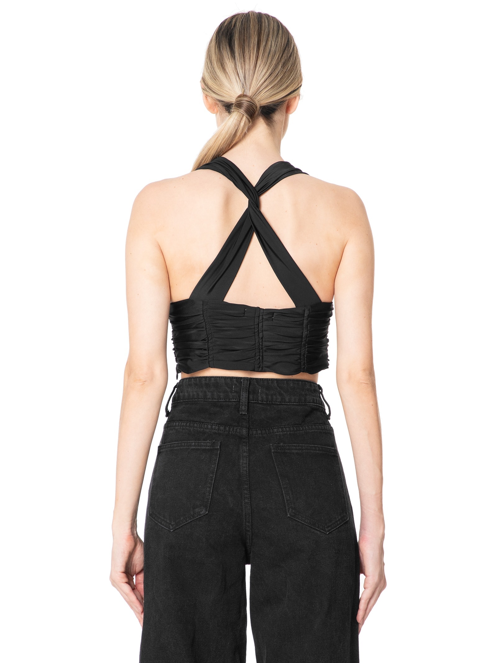 Blusa Feminina Cropped Franzida Preto Market 33