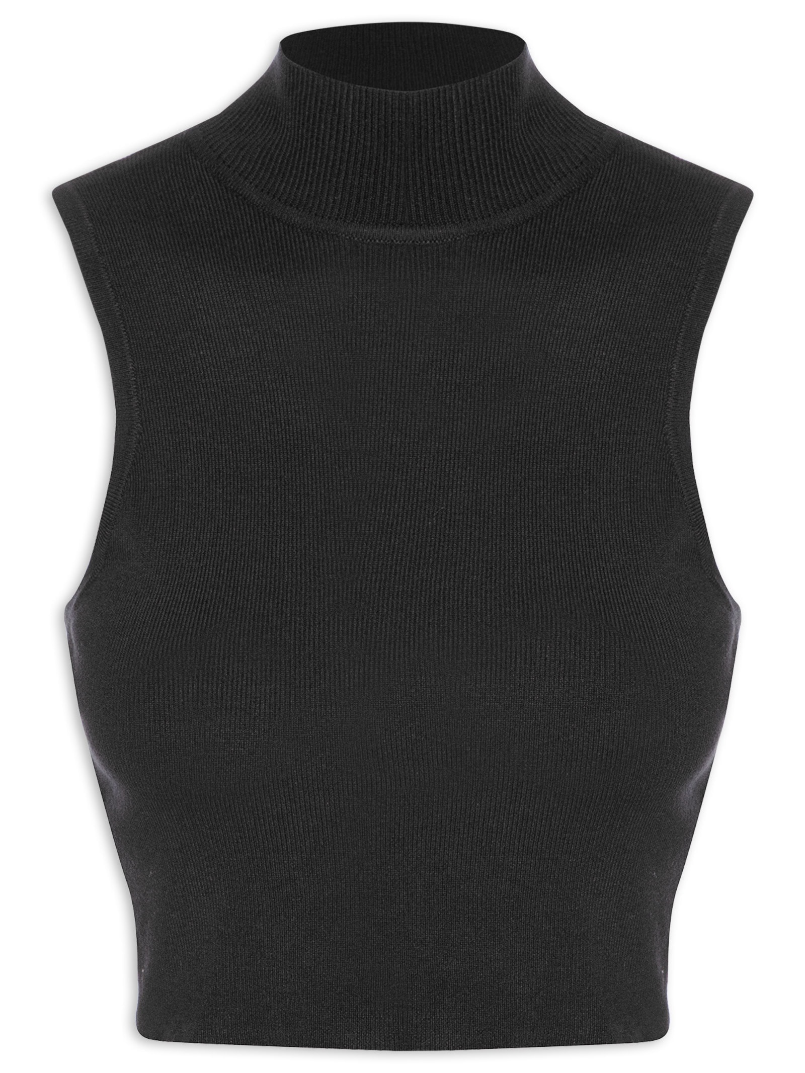 Blusa Feminina Cropped Gola Alta Preto Dzarm