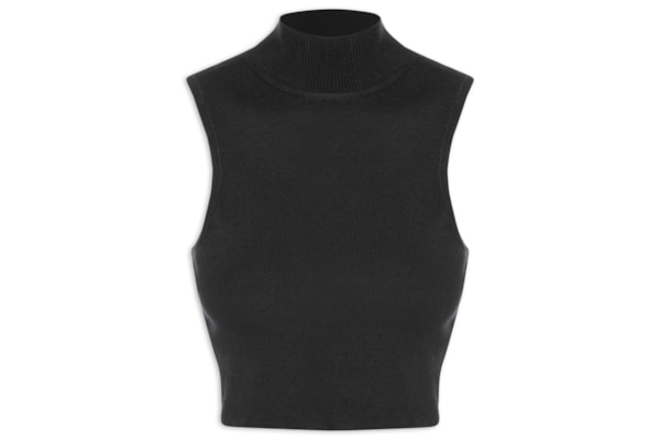 Blusa Feminina Cropped Gola Alta - Preto