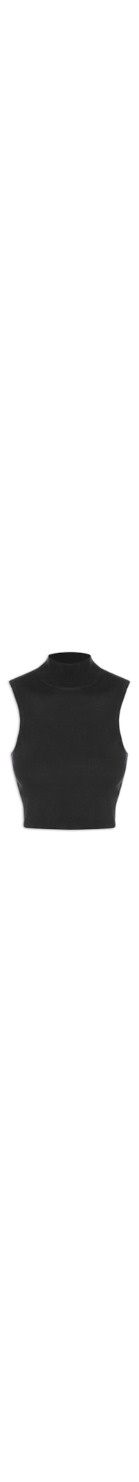 Blusa Feminina Cropped Gola Alta - Preto