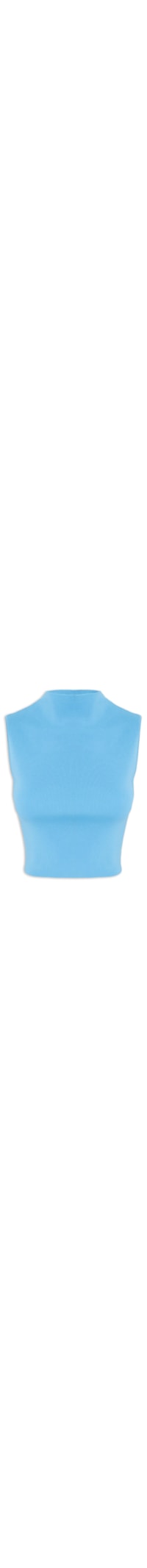 Blusa Feminina Cropped Gola Alta Tricot Color - Azul
