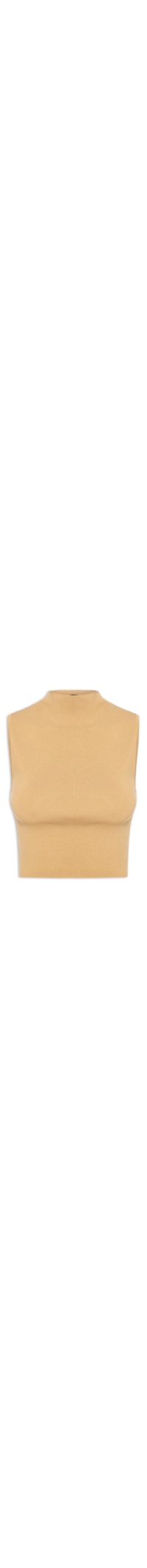 Blusa Feminina Cropped Gola Alta Tricot Color - Marrom