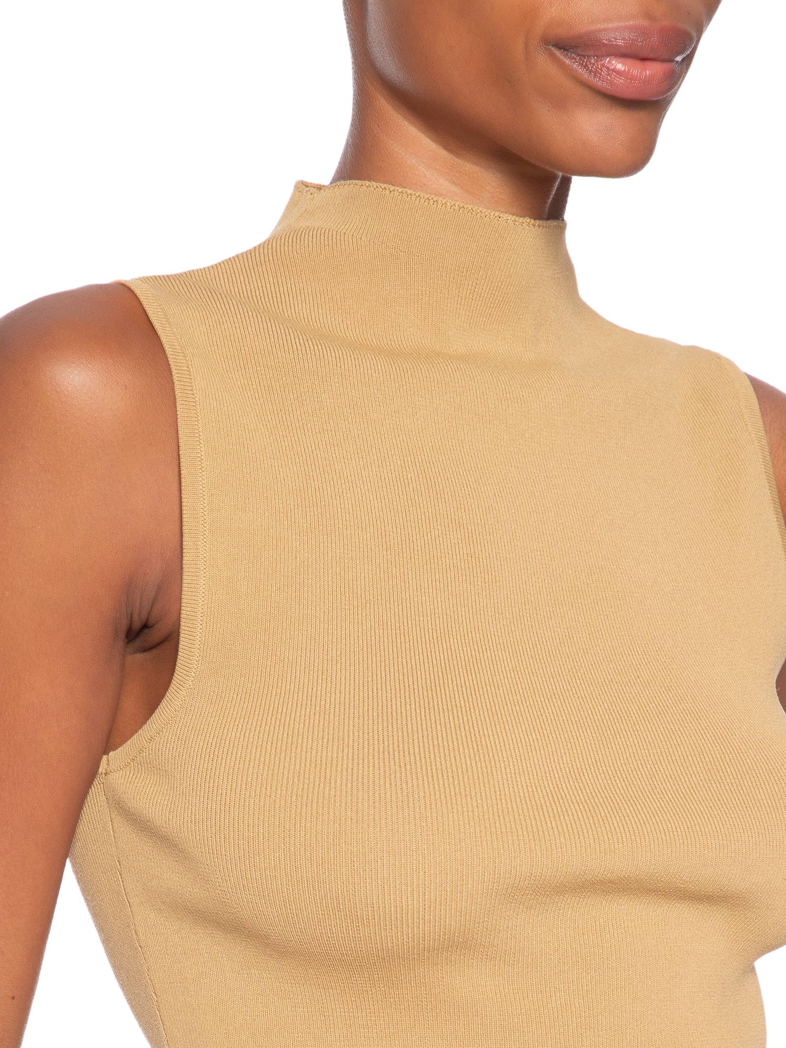 Blusa Feminina Cropped Gola Alta Tricot Color Marrom Animale