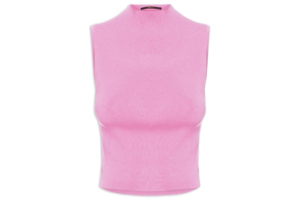 Blusa Feminina Cropped Gola Alta Tricot Color - Rosa