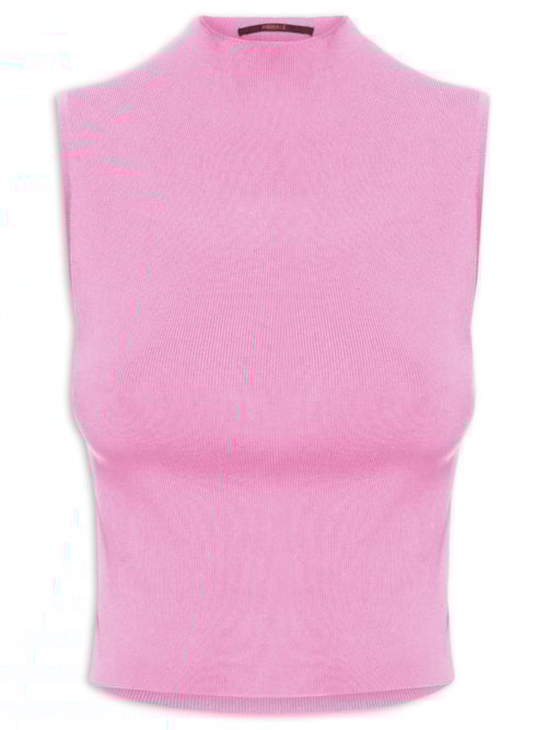 Blusa Feminina Cropped Gola Alta Tricot Color – Rosa