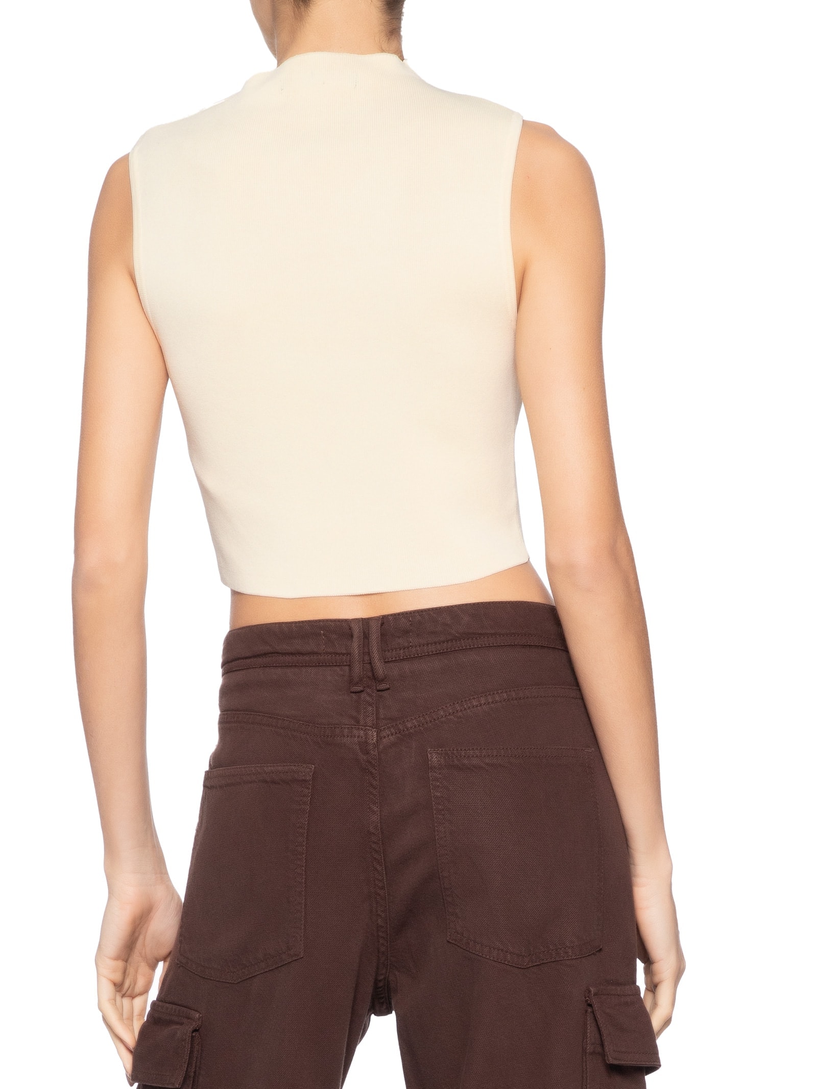 Blusa Feminina Cropped Gola Alta Tricot Color – Off White Animale