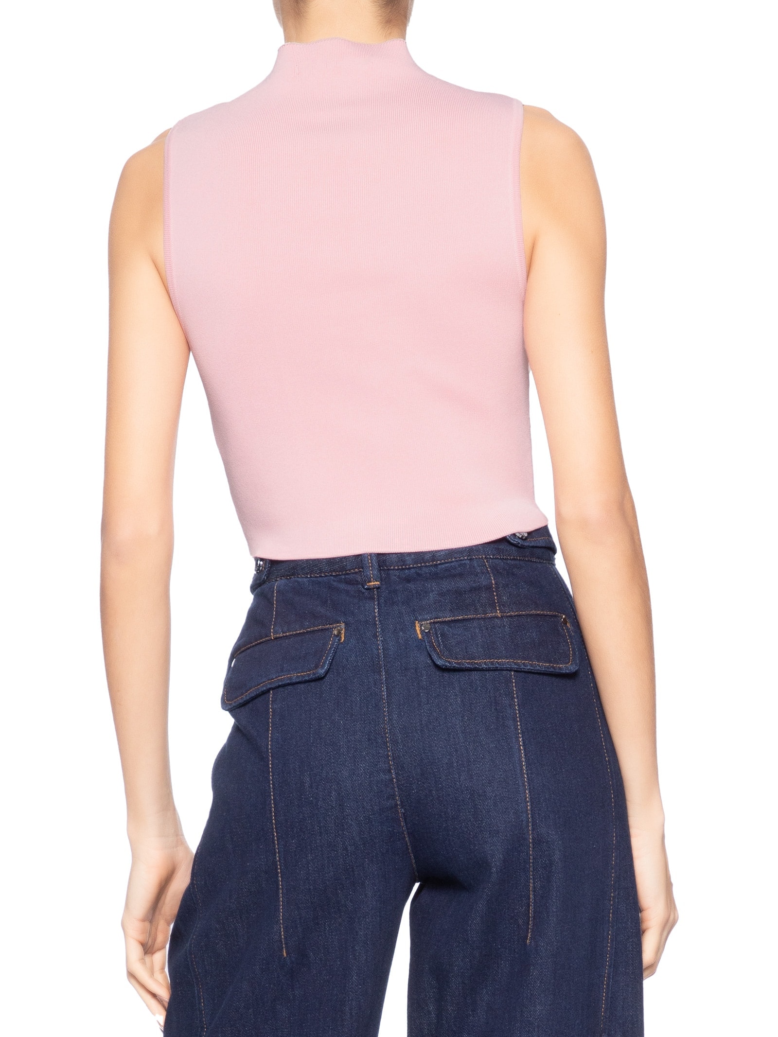 Blusa Feminina Cropped Gola Alta Tricot Color – Rosa Animale