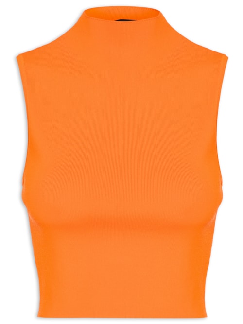 Blusa Feminina Cropped Gola Alta Tricot – Laranja
