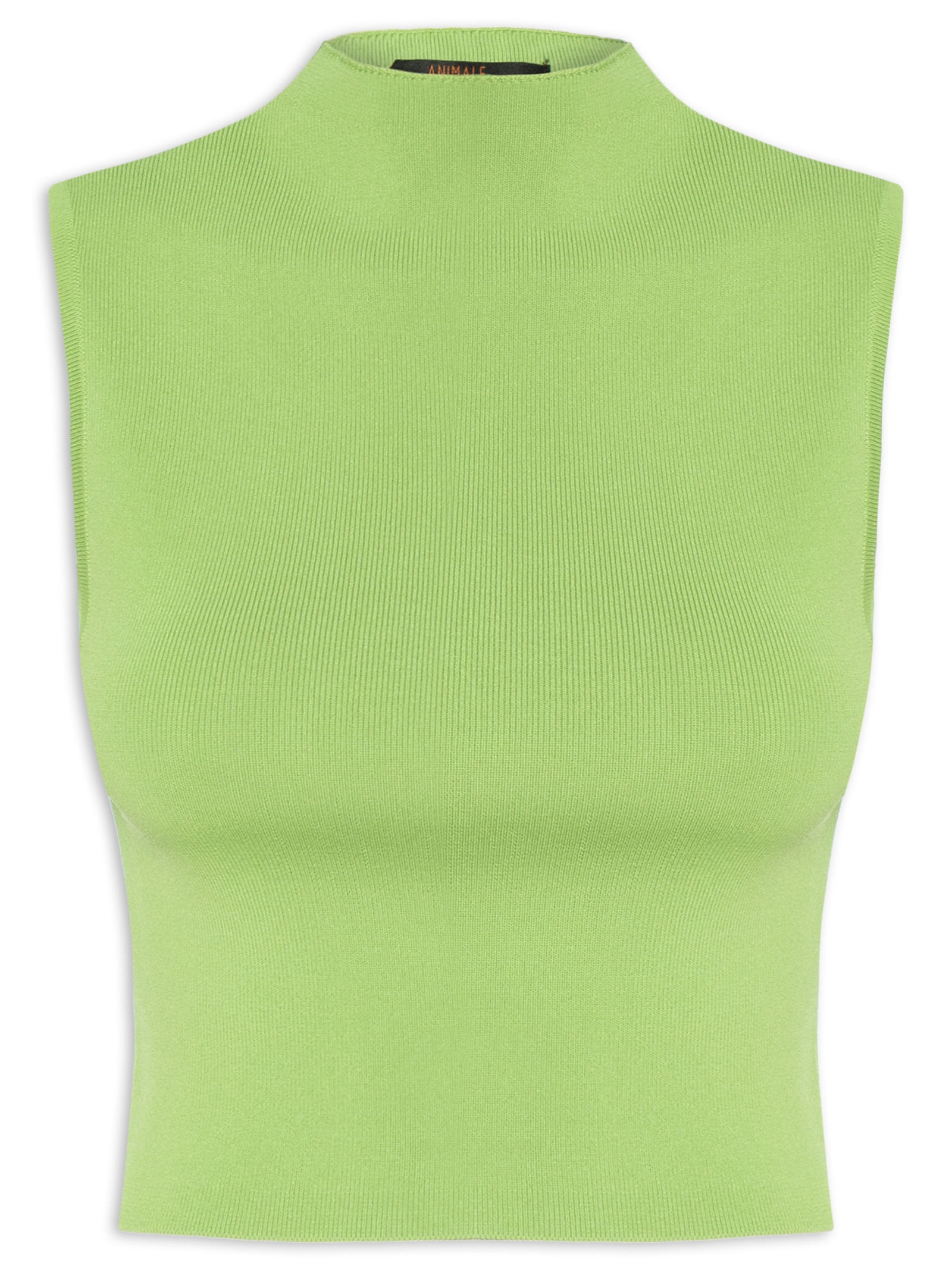 Blusa Feminina Cropped Gola Alta Tricot Verde Animale