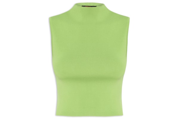 Blusa Feminina Cropped Gola Alta Tricot - Verde