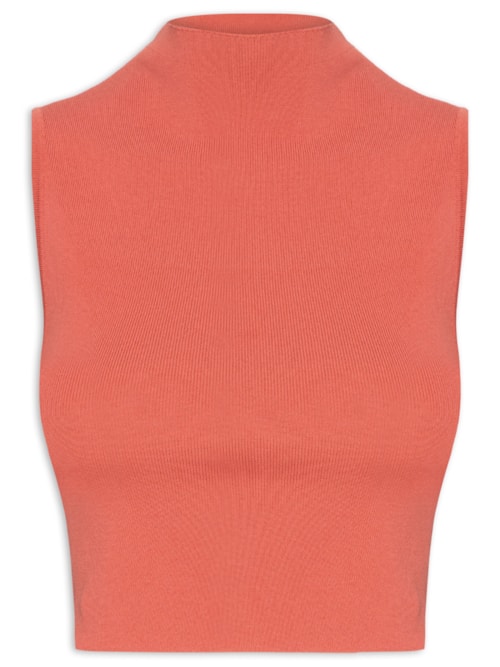 Blusa Feminina Cropped Gola Alta Tricot – Vermelho