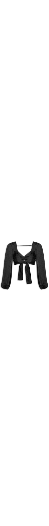 Blusa Feminina Cropped Jacquard Astros - Preto