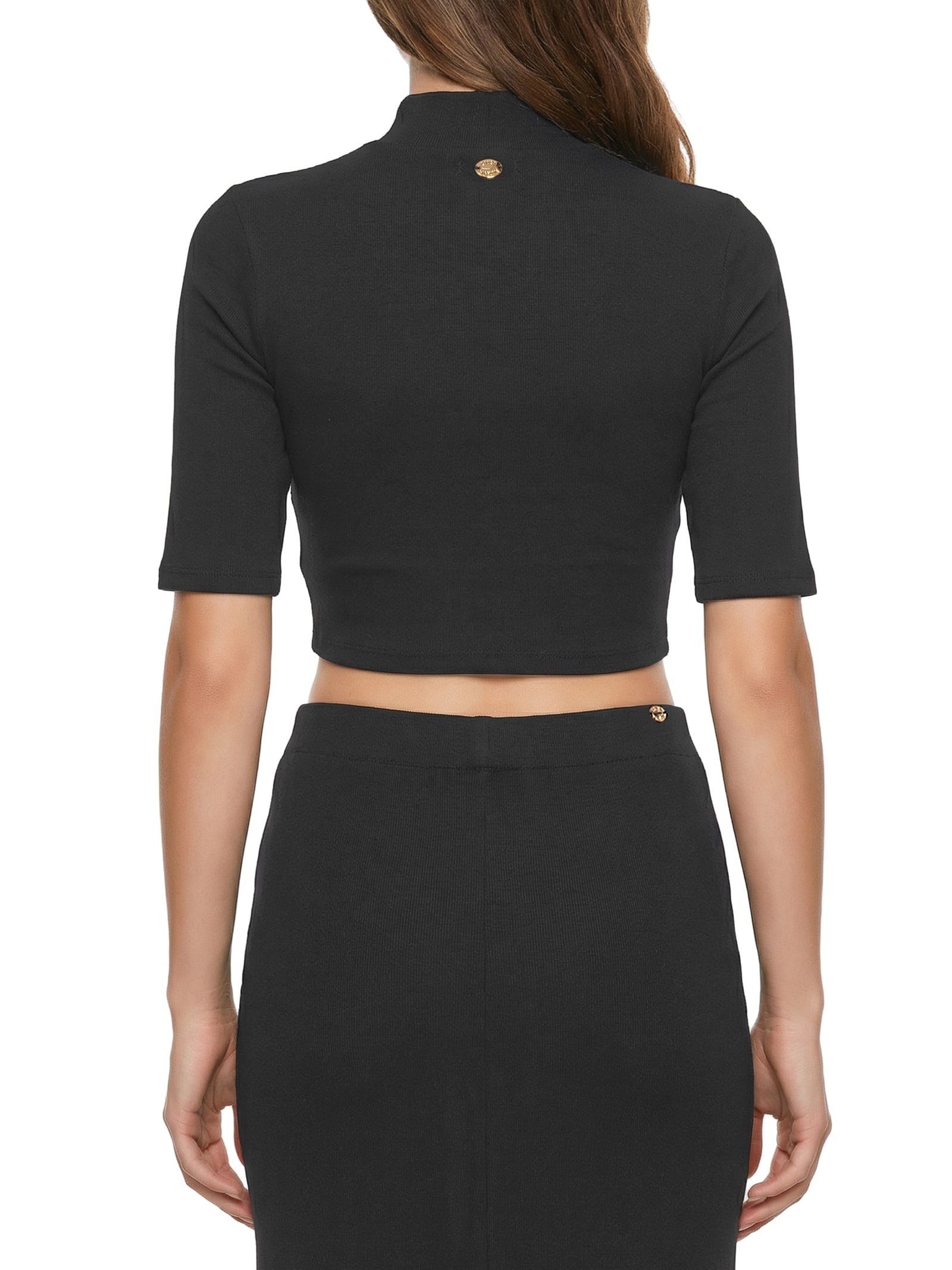Blusa Feminina Cropped Justa Preto Lança Perfume