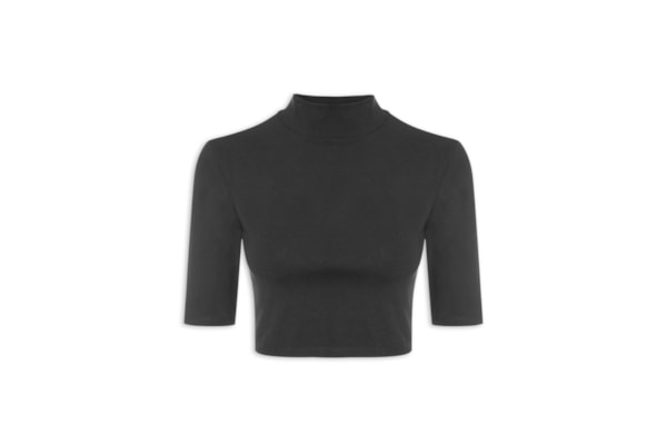 Blusa Feminina Cropped Justa - Preto