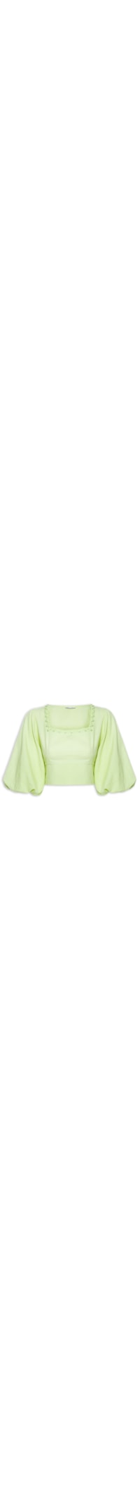 Blusa Feminina Cropped Like Linen Detalhe Decote - Verde