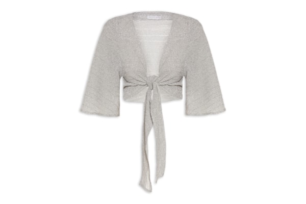 Blusa Feminina Cropped Lurex - Prata