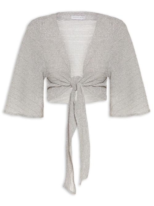 Blusa Feminina Cropped Lurex – Prata